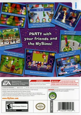 MySims Party box cover back